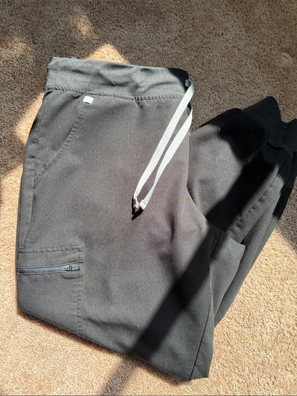 Figs Zamora Black Jogger Pants with Gray Drawstring